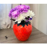 Ceramic Strawberry Vase, Hand Painted Red Shape Planter Home Decorer Vase Flower Pot Cute Decorative Vases | Etsy (US)