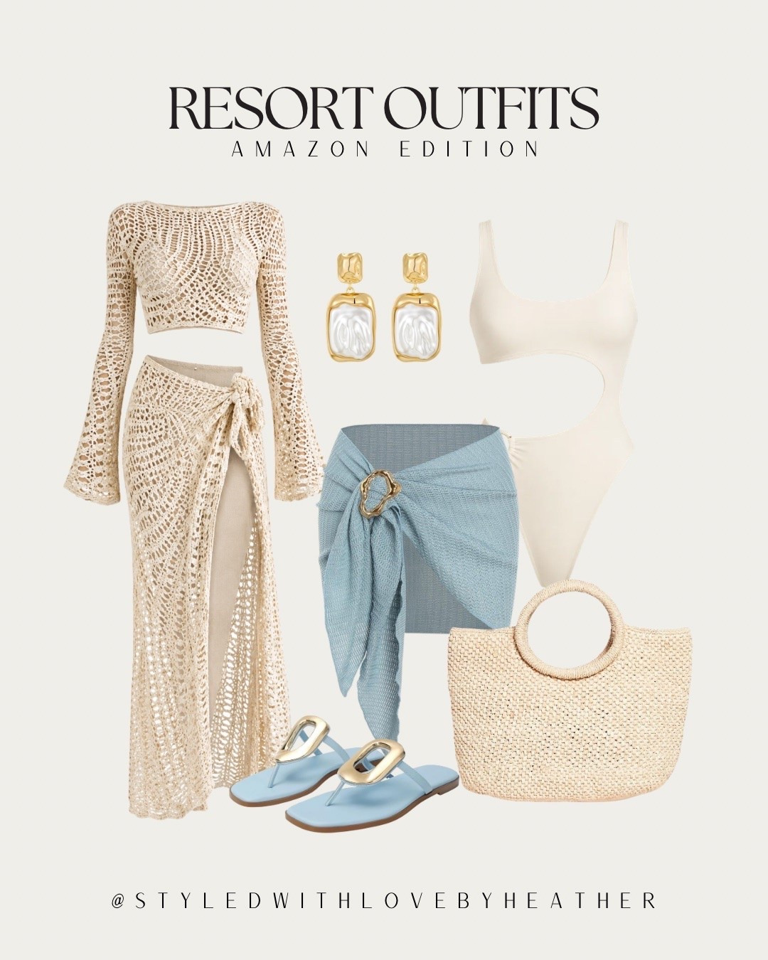 Soft blues, crochet textures, and beachy neutrals make this the perfect coastal vacation outfit. Everything you need for a dreamy seaside escape. ✨

#LTKeurope #LTKitalia #LTKbeauty
