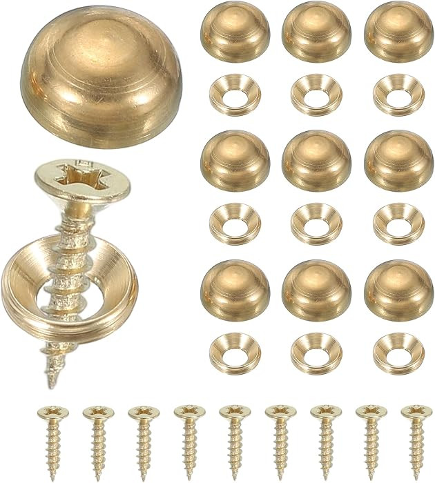 Brass Decorative Screws with Caps, Mirror Screw Self Tapping Screws Decorative Cover - Fitting fo... | Amazon (US)