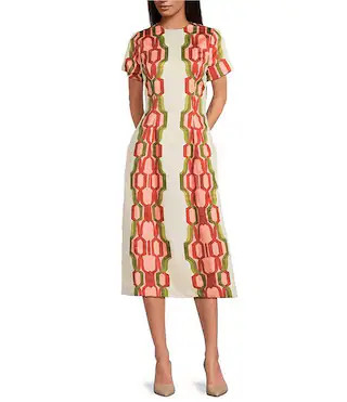 Mestiza New York Hampton Convertible Round Neck Short Sleeve Column Midi Dress | Dillard's | Dillard's