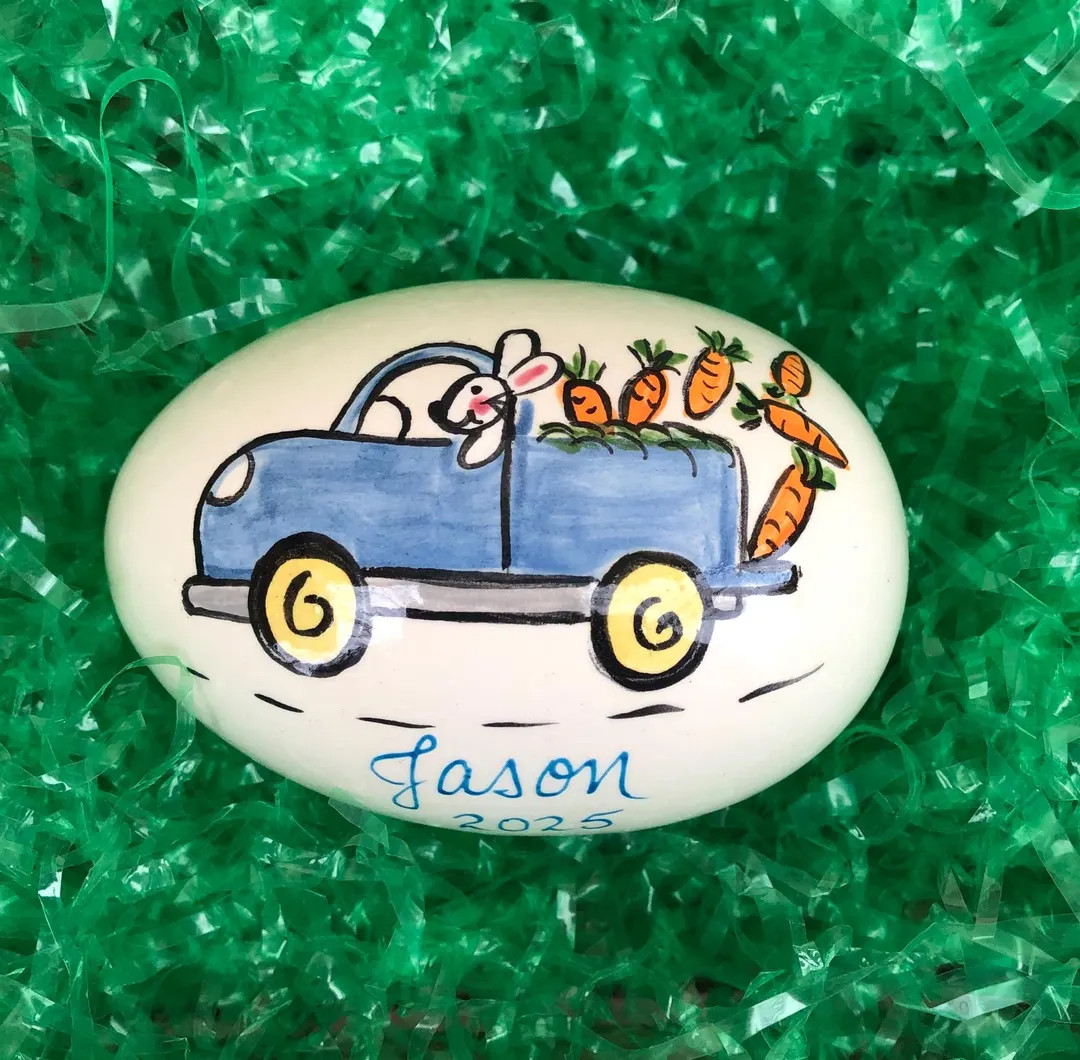 Carrot Truck Boy Blue - Personalized Ceramic Easter Egg - Etsy | Etsy (US)