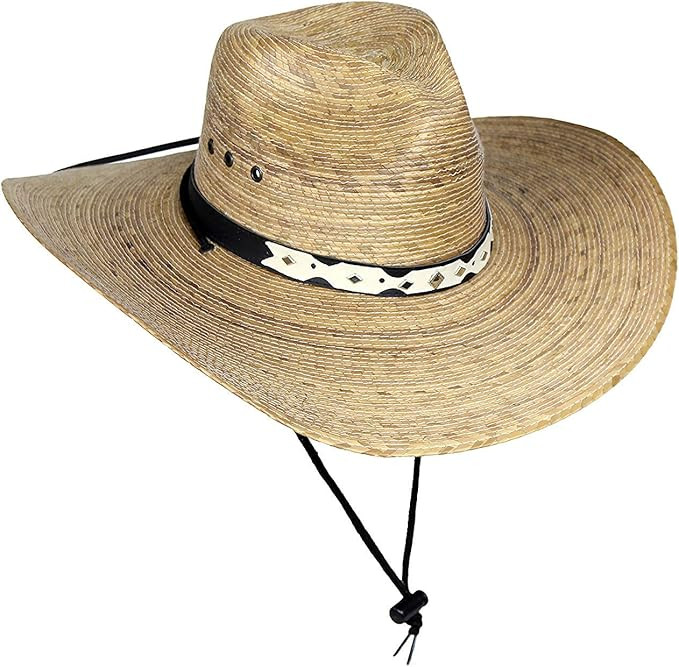 MWS Mexican Palm Leaf Cowboy Hat with Chin Strap, Sombreros de Hombre de Palma, Natural, One Size | Amazon (US)
