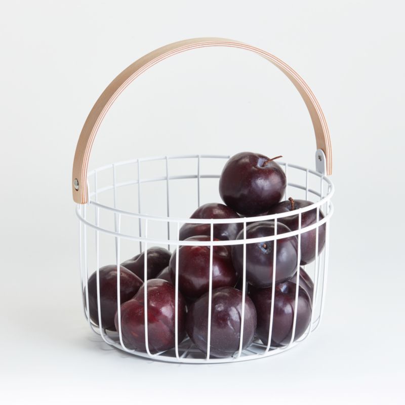 White Metal Fruit Basket + Reviews | Crate and Barrel | Crate & Barrel