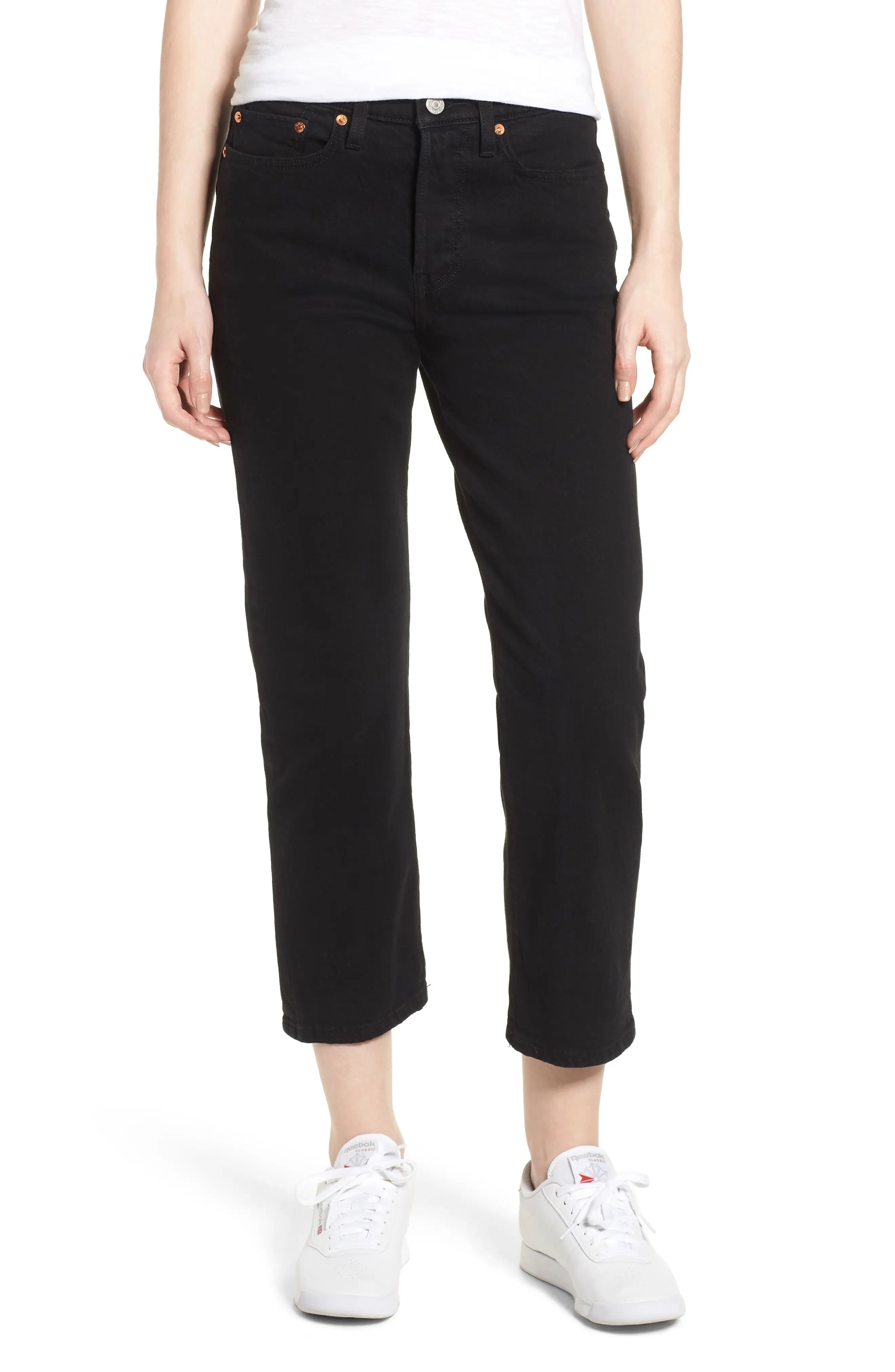 levi's Wedgie High Waist Straight Jeans, Size 29 X 28 in Black Heart at Nordstrom | Nordstrom