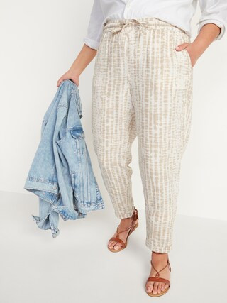 High-Waisted Tie-Dye Linen-Blend Straight Cropped Pants for Women | Old Navy (US)
