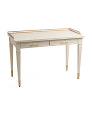 46in Glossy Linen Lined Two Drawer Wooden Desk | Marshalls