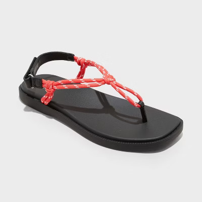 Women's Carson Rope Hiker Sandals - Wild Fable™ Red 6: Pull-On, Open Square Toe, Medium Width, Instep Strap, Polyurethane Lining | Target