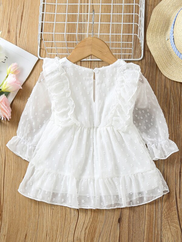 Baby Swiss Dot Flounce Sleeve Ruffle Hem Dress
   SKU: sa2112034935967477      
          (317 Re... | SHEIN