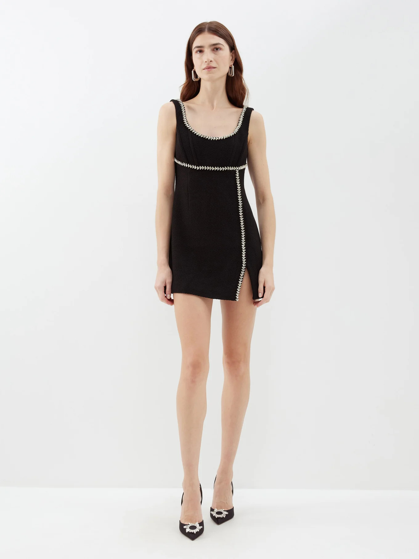 Crystal-trim textured-knit mini dress | Self-Portrait | Matches (UK)