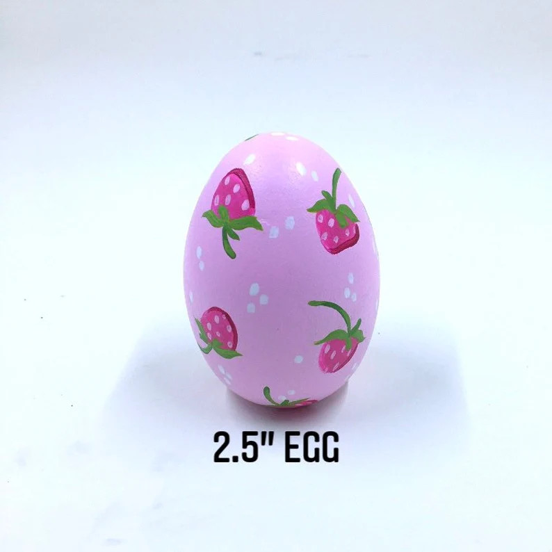 Easter Eggs With Name and Strawberries - Hand Painted Easter Egg for Kids - Strawberry Easter Egg... | Etsy (US)