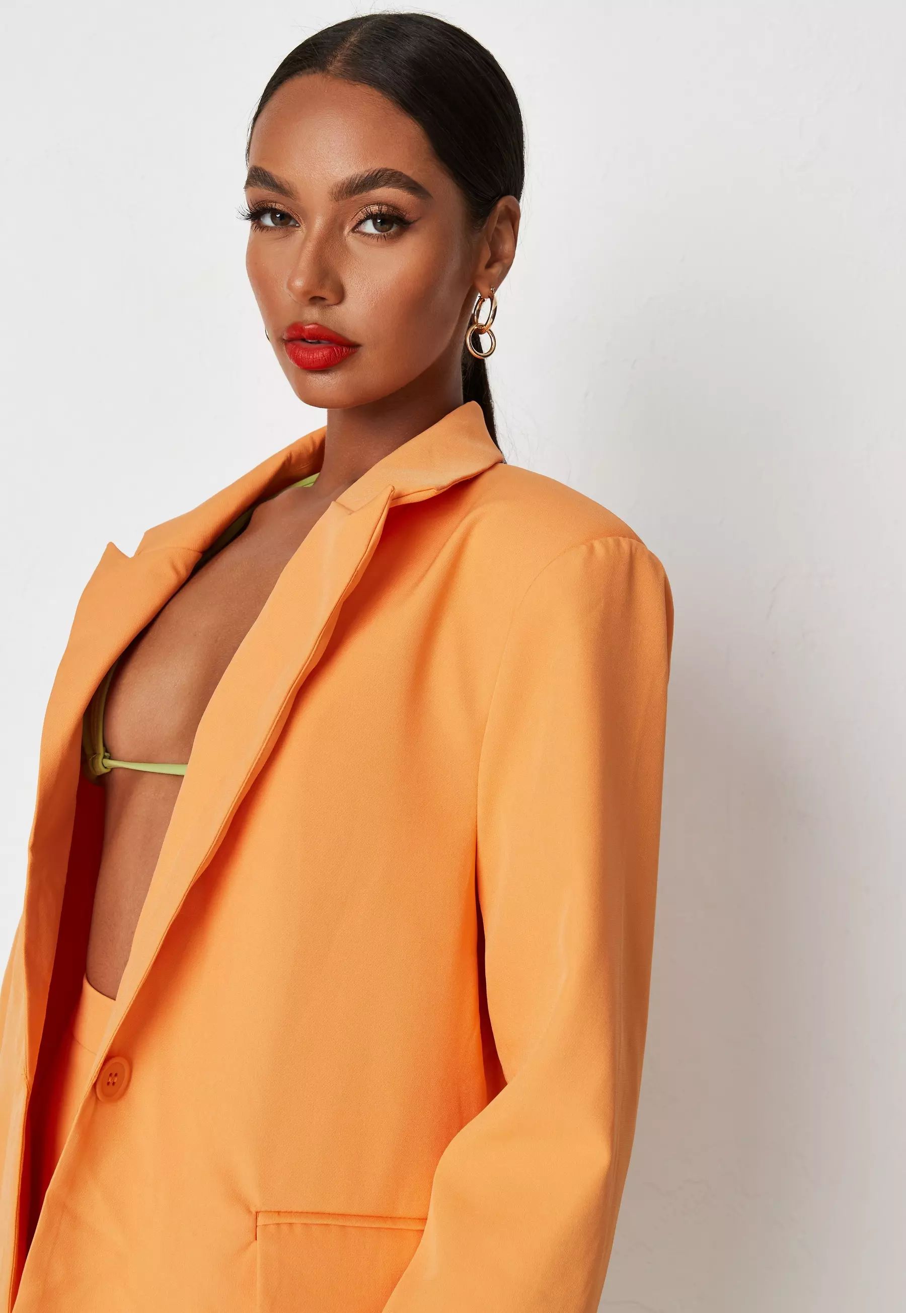 Neon Orange Co Ord Oversized Blazer | Missguided (US & CA)