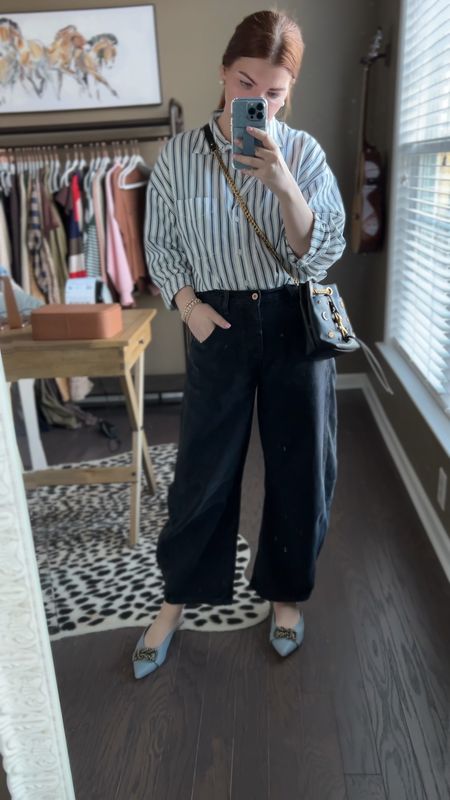 My idea of the perfect combination of trendy and classic. Barrel jeans definitely feel Gen Z, but pairing them with something more classic like a button down and slip on mules it really brings new and old together.

I’m in a 29 in the jeans and always size up in FP… so these run big for free people for sure. The regular length is great on me at 5’4.5”. I’m in a large in the top and love the fit. 

Options for bag and shoes linked. 


#LTKstyletip #LTKfindsunder100