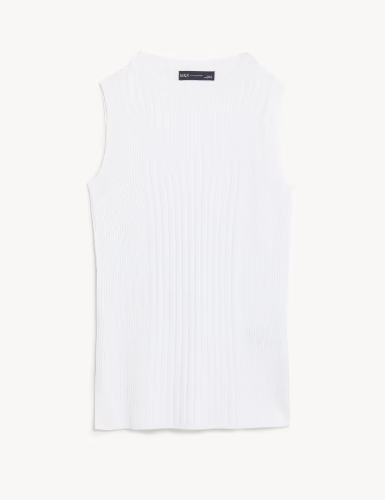 Ribbed Crew Neck Fitted Knitted Vest | Marks & Spencer (UK)