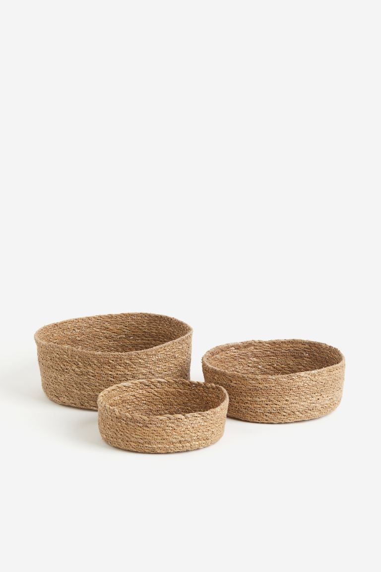 3-pack Seagrass Storage Baskets - Beige - Home All | H&M US | H&M (US + CA)