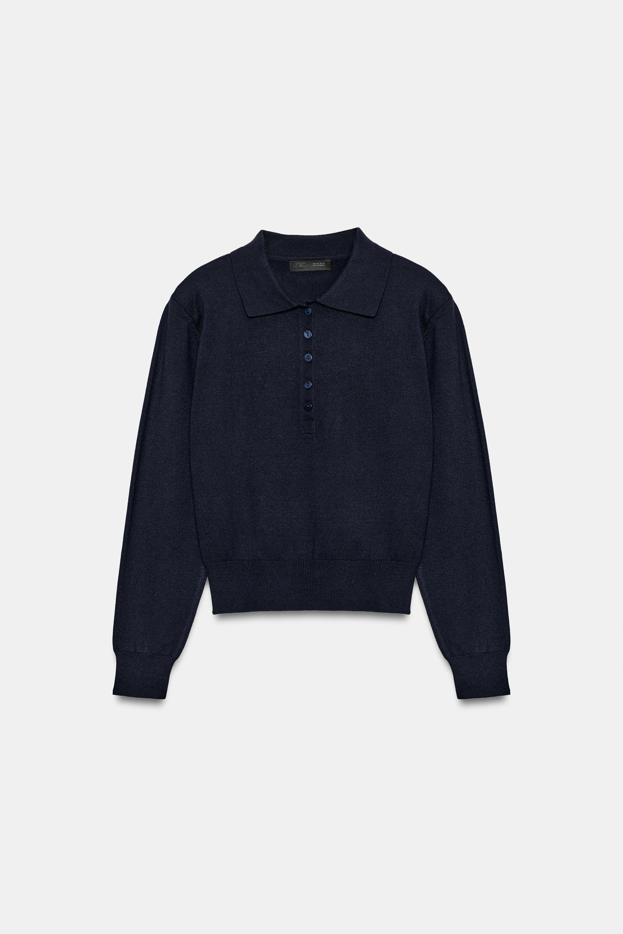 KNIT POLO JUMPER WITH SHOULDER PADS | Zara UK