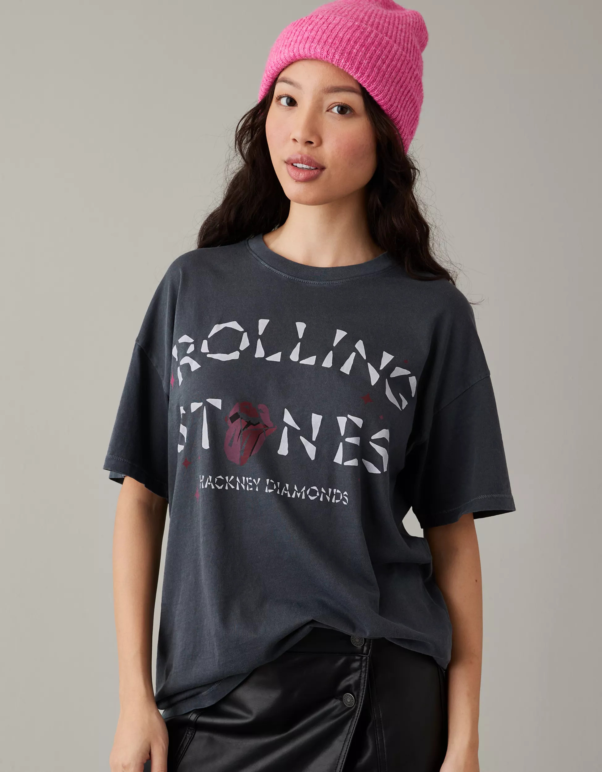 AE Oversized Rolling Stones Hackney Diamonds Graphic Tee | American Eagle Outfitters (US & CA)