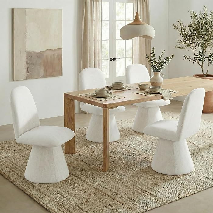 Swivel Dining Chairs Set of 4, Modern Upholstered Dining Chair Mid Century Kitchen Chairs with Wa... | Amazon (US)