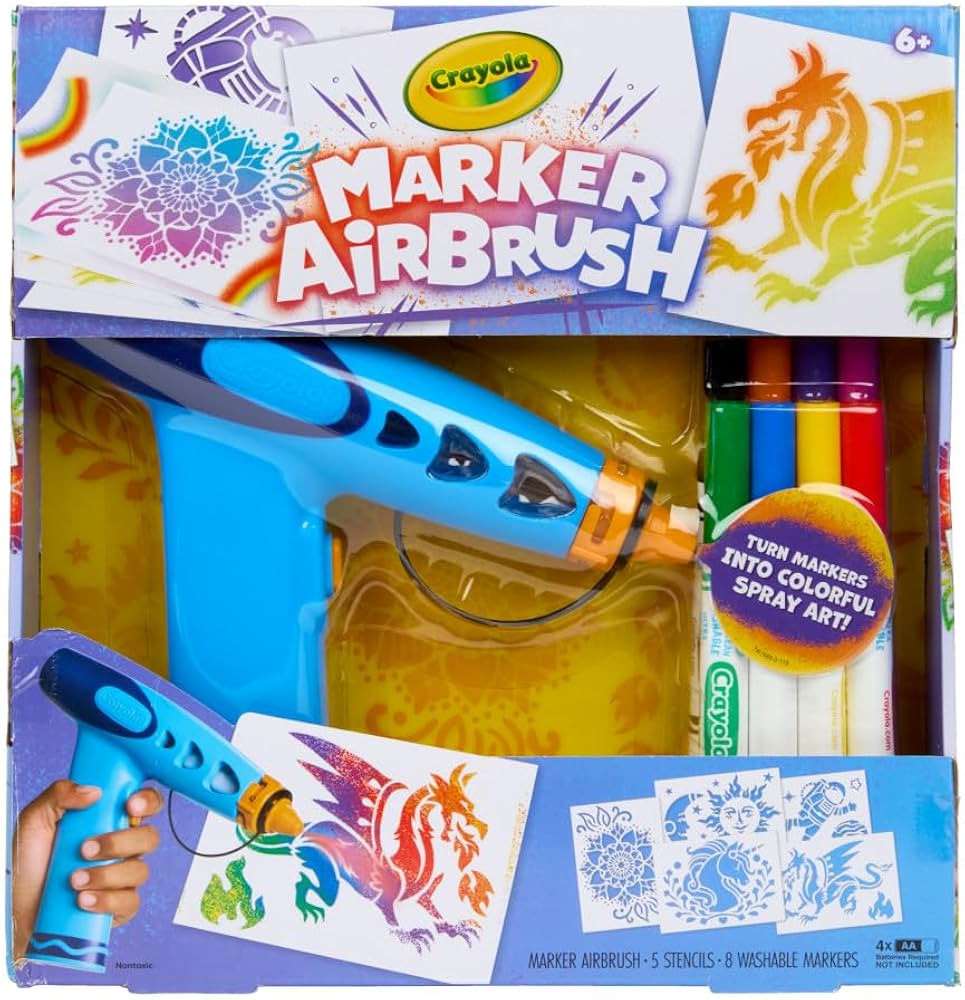 Crayola Marker Airbrush Spray Art Kit, DIY Marker Art Set for Kids, Toys for Kids, Gift for Boys ... | Amazon (US)