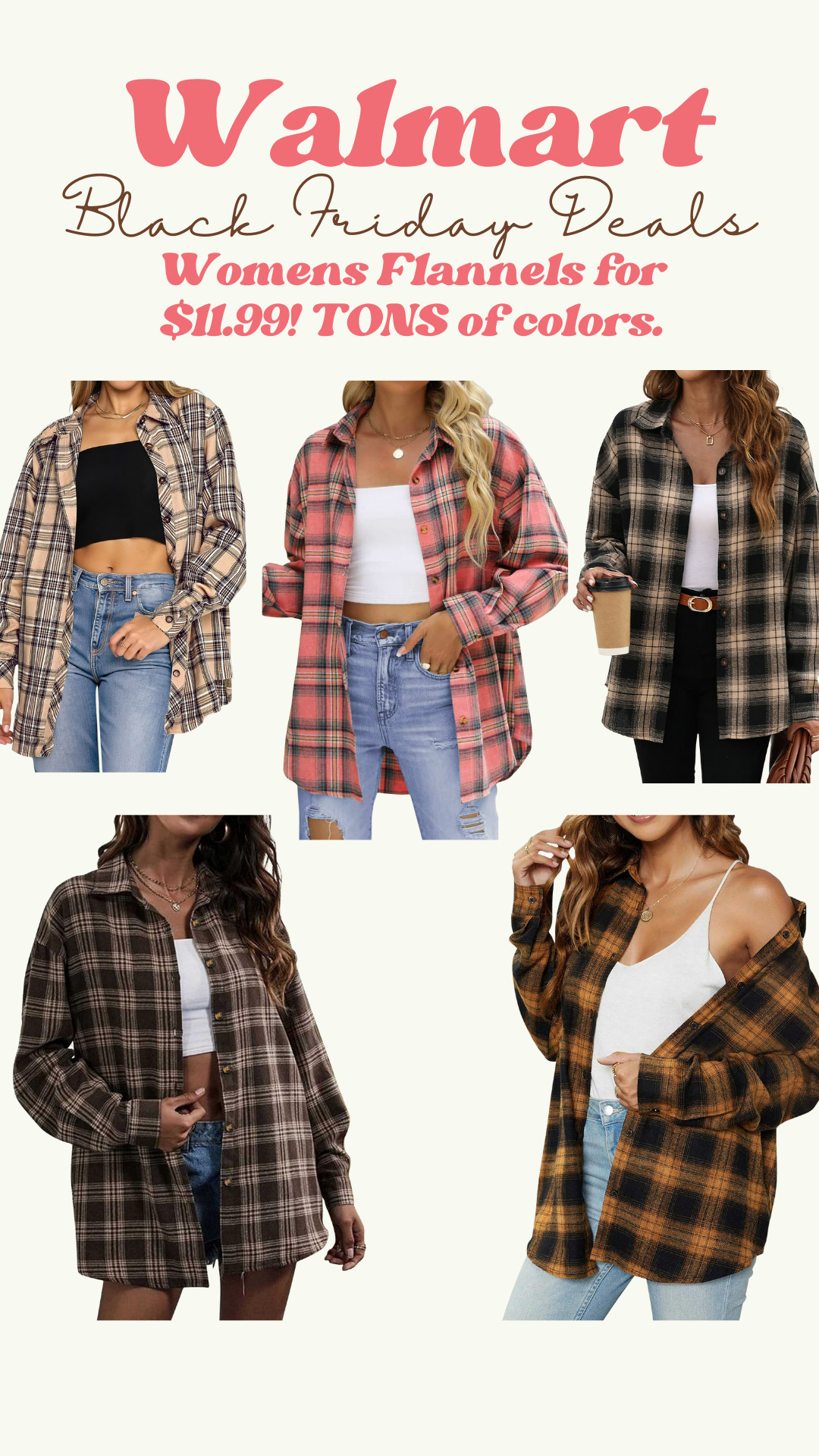 These flannels come in 18 different colors and are great quality! Only $11.99 for Walmarts Early Black Friday Deals. 

 #LTKCyberWeek #LTKootd #LTKFindsUnder50