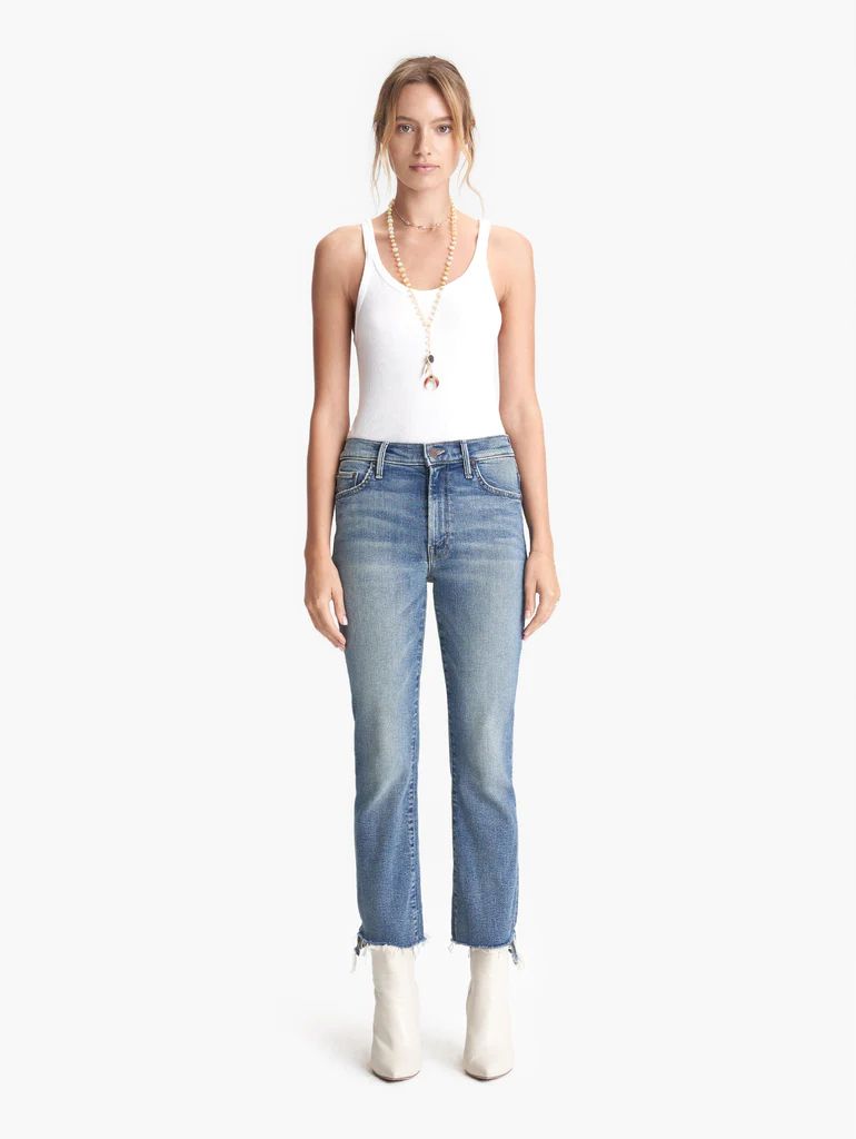 The Insider Crop Step Fray - Night On A Shiny White Vespa | Mother Denim