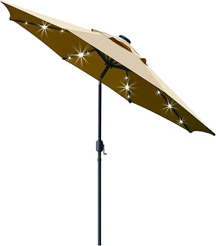 Sunnyglade 9' Solar 24 LED Lighted Patio Umbrella with 8 Ribs/Tilt Adjustment and Crank Lift Syst... | Amazon (US)