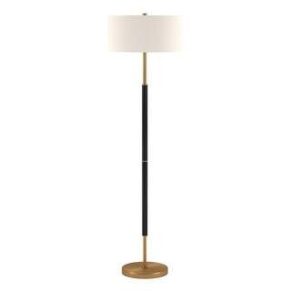 Simone 61.5 in. Matte Black and Brass Floor Lamp | The Home Depot
