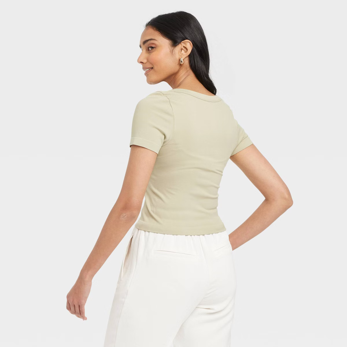 Women's Slim Fit Seamless Short Sleeve Square Neck Baby T-Shirt - A New Day™ | Target