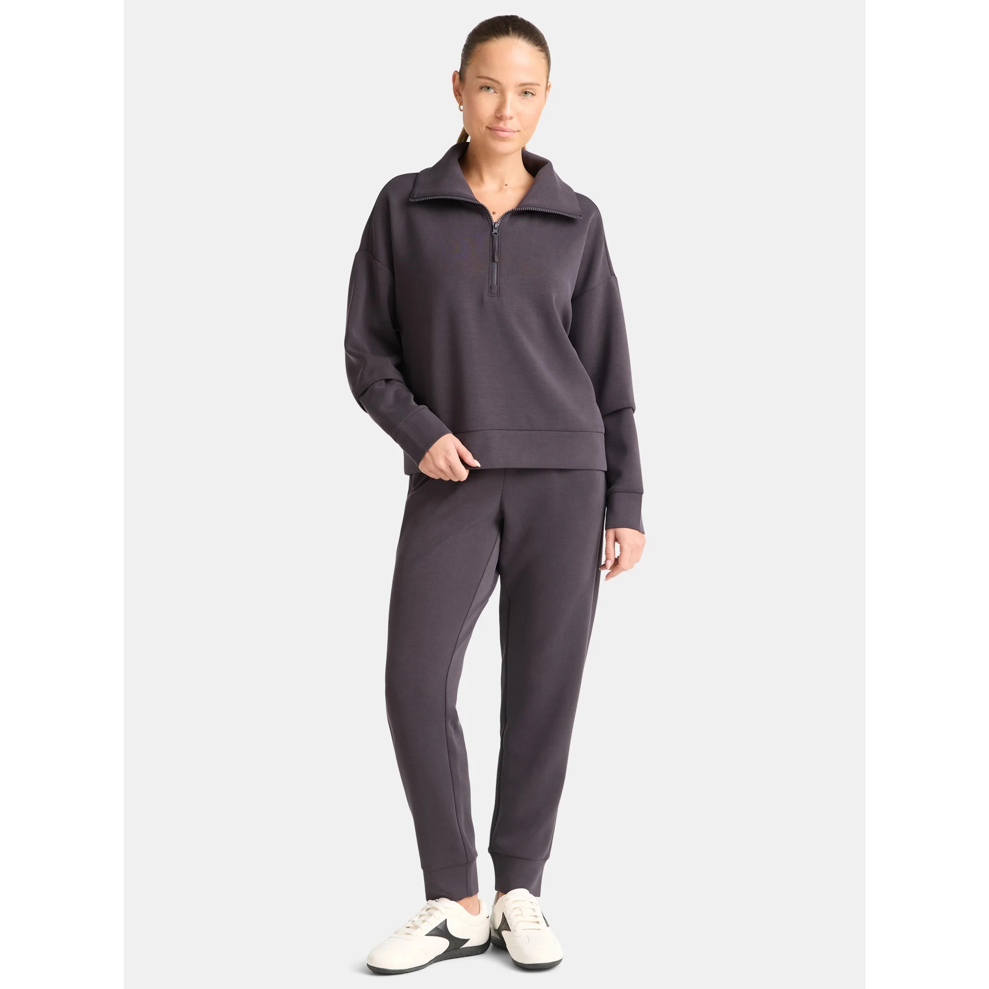 Avia Women's and Women's Plus Knit Quarter Zip Pullover, Sizes XS-4X | Walmart (US)