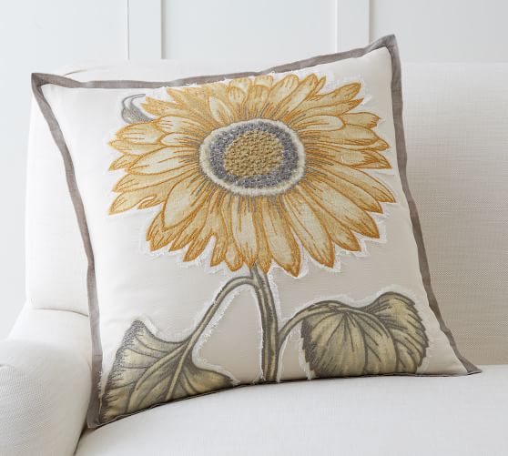 Sunflower Applique Pillow Cover | Pottery Barn (US)