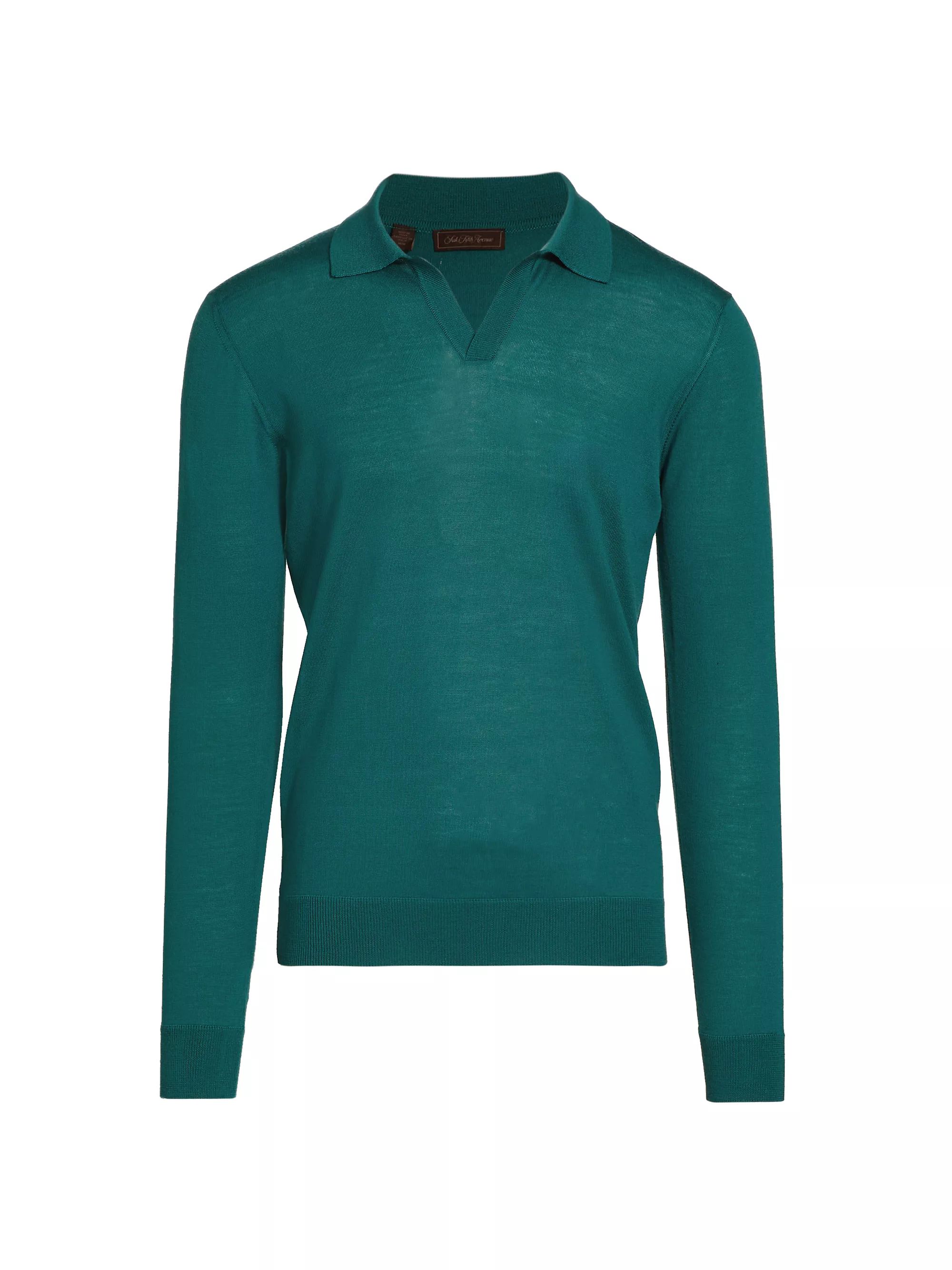 Shop Saks Fifth Avenue COLLECTION Long-Sleeve Johnny Collar Polo | Saks Fifth Avenue | Saks Fifth Avenue