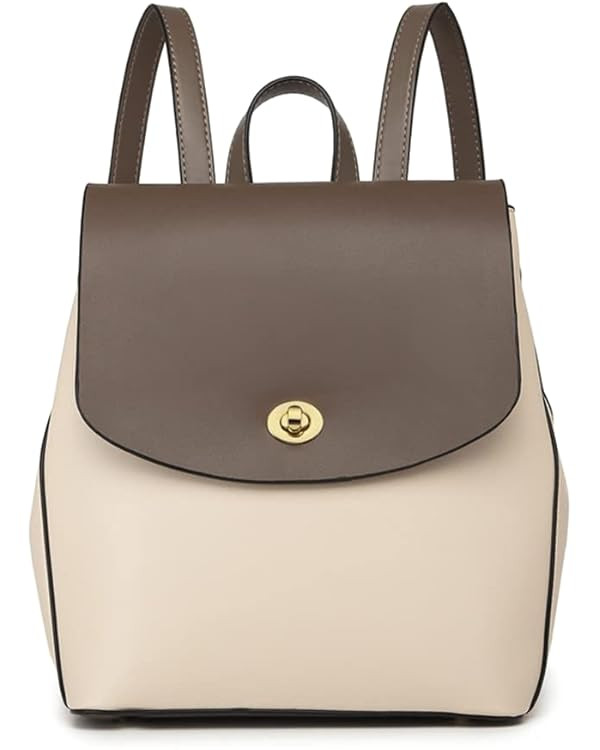 Mini Backpack for Women Small Backpack Purse Genuine Leather Daypack Ladies Satchel Bags (Cream&G... | Amazon (US)