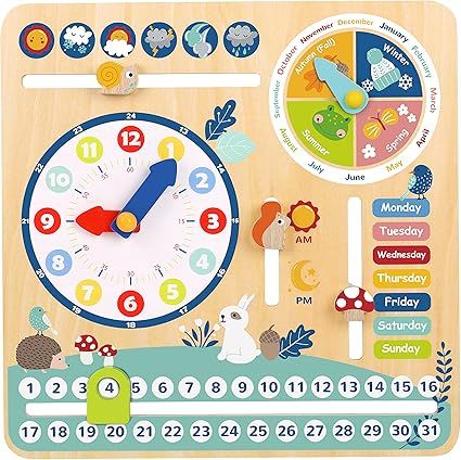Pidoko Kids Montessori Toys for 3 Year Old - All About Today Learning Board - Calendar Clock and ... | Amazon (US)