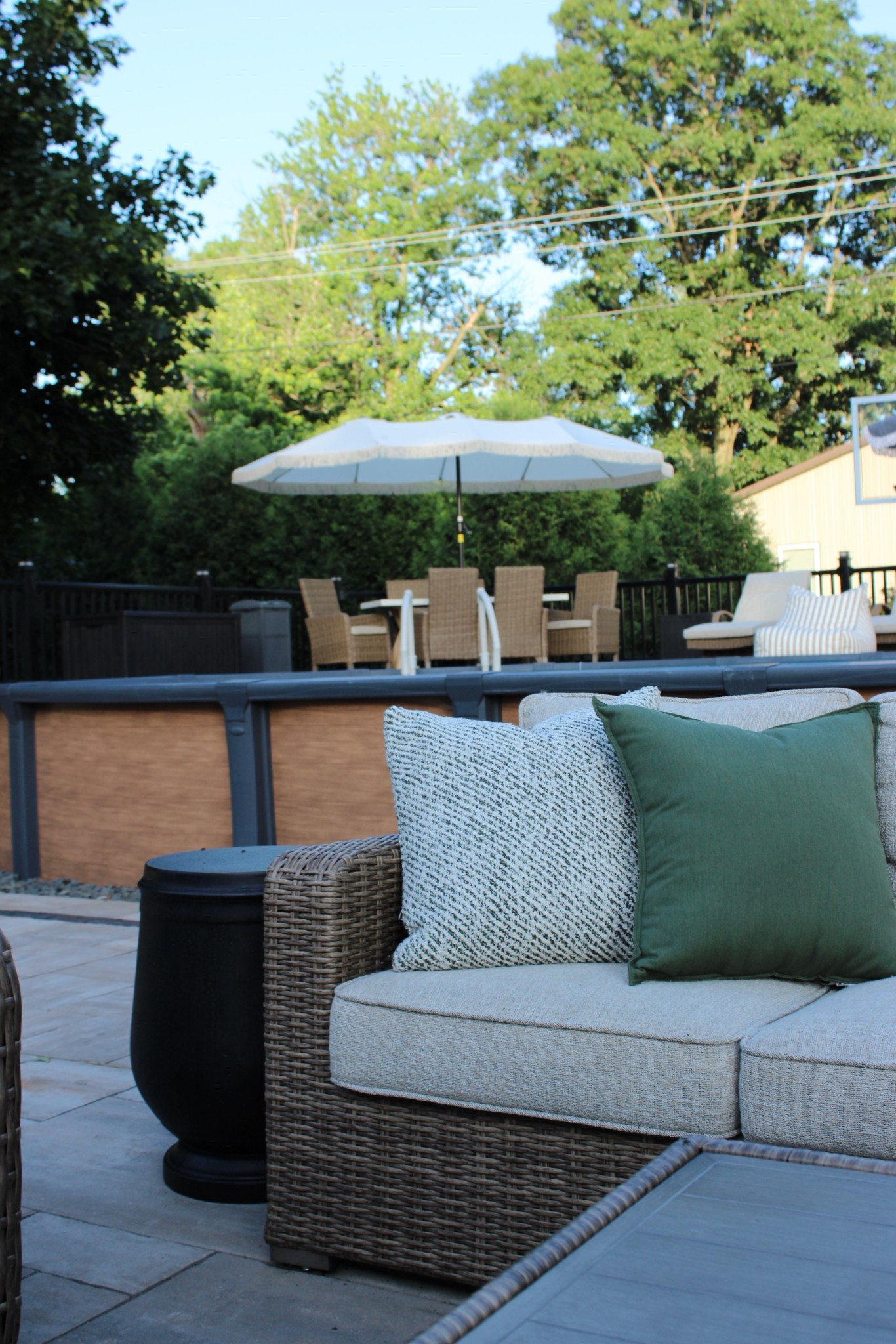 Above Ground Pool Deck Inspiration 

Backyard Patio Oasis | Outdoor Patio Furniture | Green Outdoor Pillows | Neutral | Beige | Cream | Outdoor Dining Set | Outdoor Dining Chairs | Fringe Umbrella | Outdoor Side Table | Outdoor Couch | Outdoor Accent Table

#LTKSeasonal #LTKHome