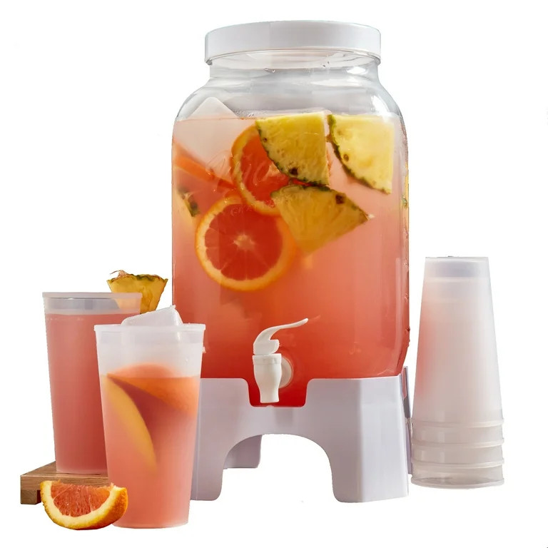 Mason Craft & More Drink Dispenser Set 15-Piece,3 Gallon Drink Dispenser with Spigot 6-20oz Cups ... | Walmart (US)