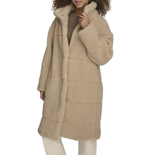 Levi's Women's Long Length Patchwork Quilted Teddy Coat, Sand, X-Large | Amazon (US)
