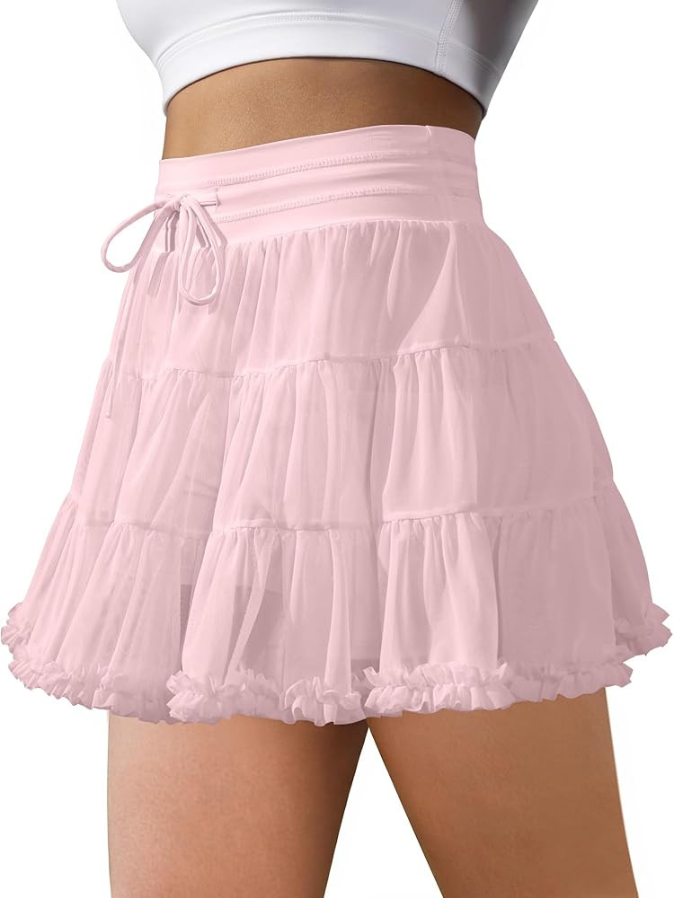 Women's Tennis Skirt with Shorts High Waisted Golf Athletic Skirts with 2 Pockets Pleated Tulle S... | Amazon (US)
