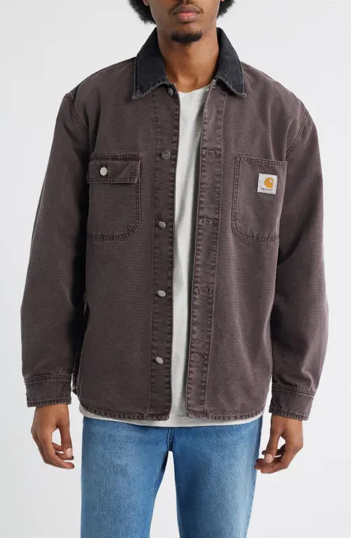 Carhartt Work In Progress Mitch Cotton Canvas Shirt Jacket in Palisander at Nordstrom, Size Large | Nordstrom