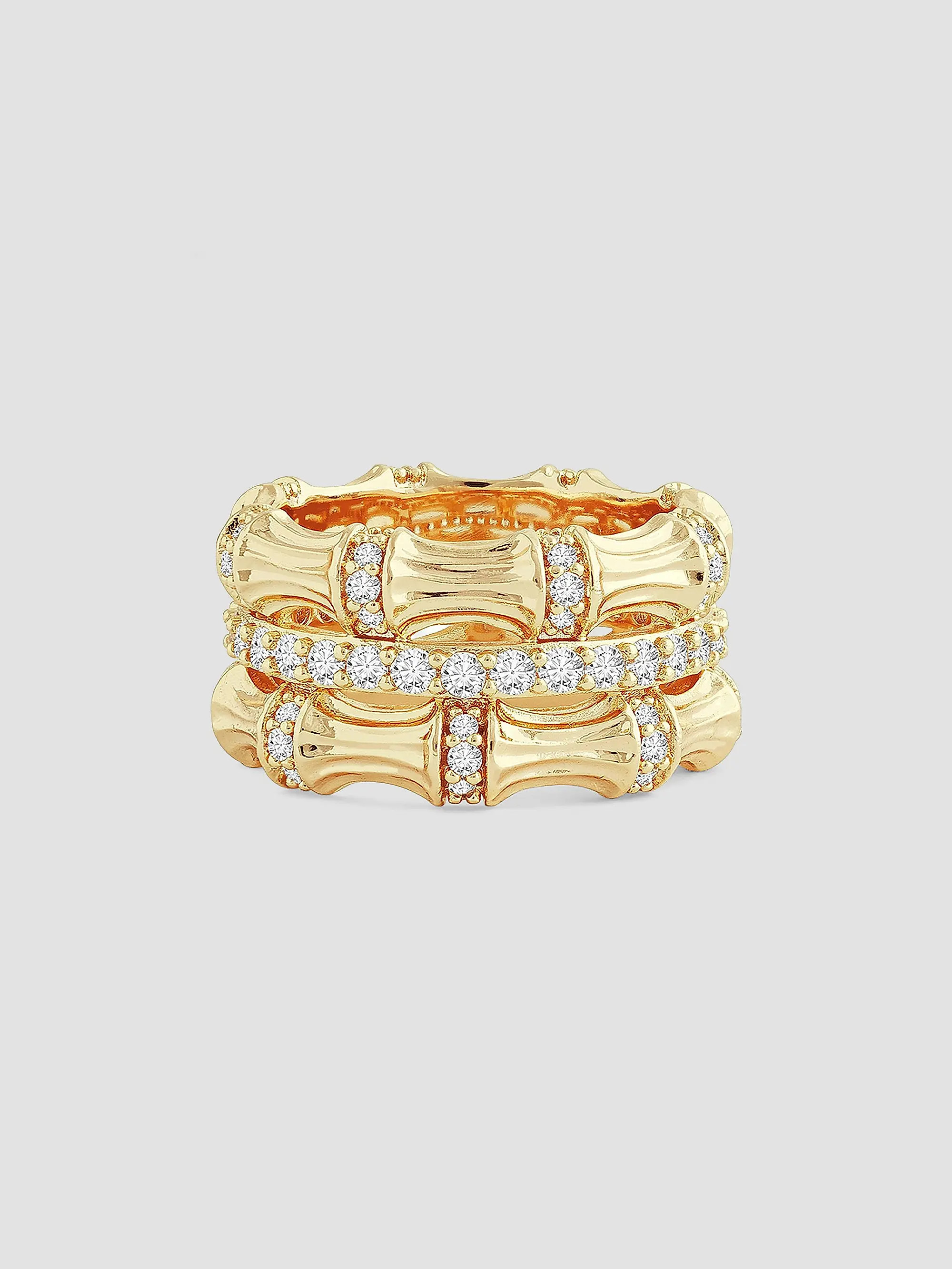 Bamboo 18K-Gold-Plated & Cubic Zirconia Stacking Ring | Saks Fifth Avenue