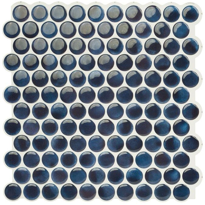 Smart Tiles Peel and Stick Backsplash Penny Davy 4-Pack Navy Blue 9-in x 9-in Glossy Resin Penny ... | Lowe's