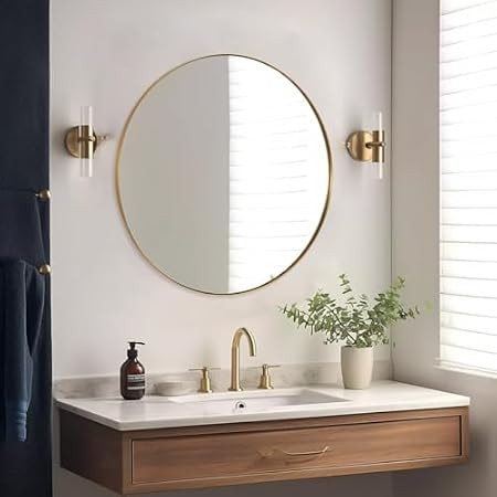 Gold Circle Wall Mirror 36 Inch Round Wall Mirror for Entryways, Washrooms, Living Rooms and More... | Amazon (US)