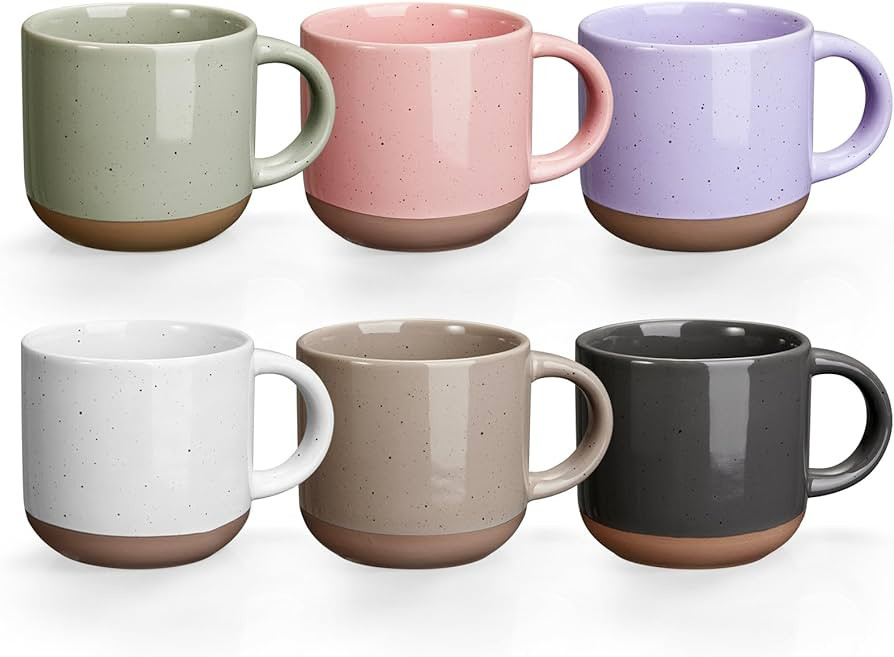 Morandi Color Ceramic Mini Espresso Cups Set of 6, 5 oz Espresso Mugs with Handle, Porcelain Coff... | Amazon (US)