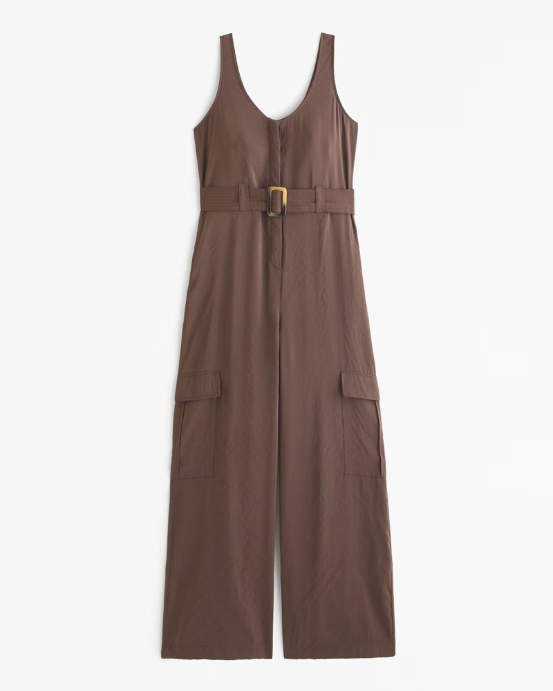 Abercrombie & Fitch Women's Draped Utility Jumpsuit in Dark Brown - Size M | Abercrombie & Fitch (US)