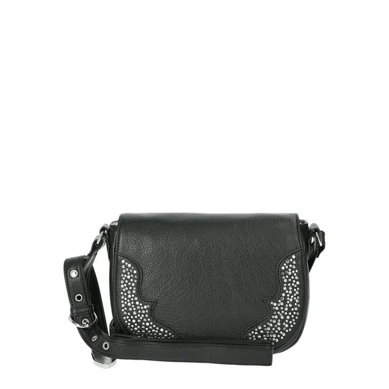 Jessica Simpson Women's Jessie Faux Leather Crossbody Saddle Bag, Meteorite | Walmart (US)