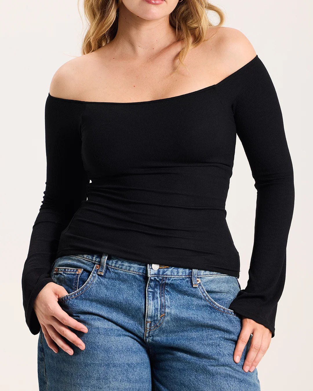 Off The Shoulder Bell Long Sleeve | Klassy