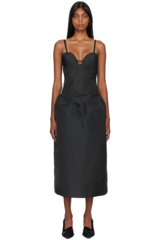 Black Bustier Midi Dress | SSENSE