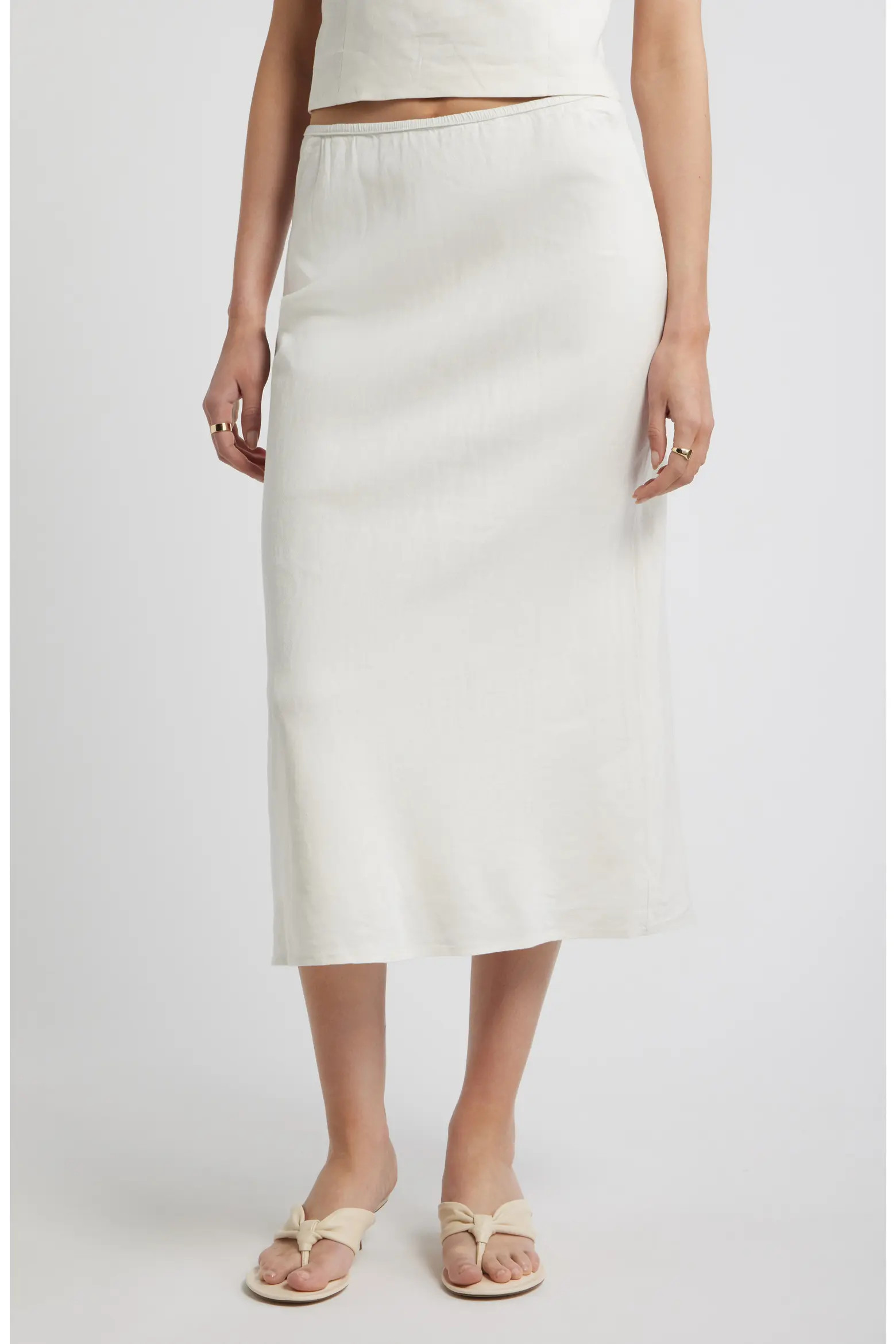 Nordstrom Linen Blend Midi Skirt (Women) | Nordstrom | Nordstrom