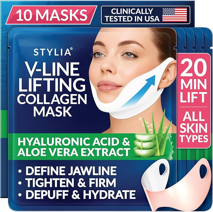 STYLIA V Line Lifting Collagen Mask - Lift, Firm & Contour Jawline - Tightening Double Chin Strap... | Amazon (US)