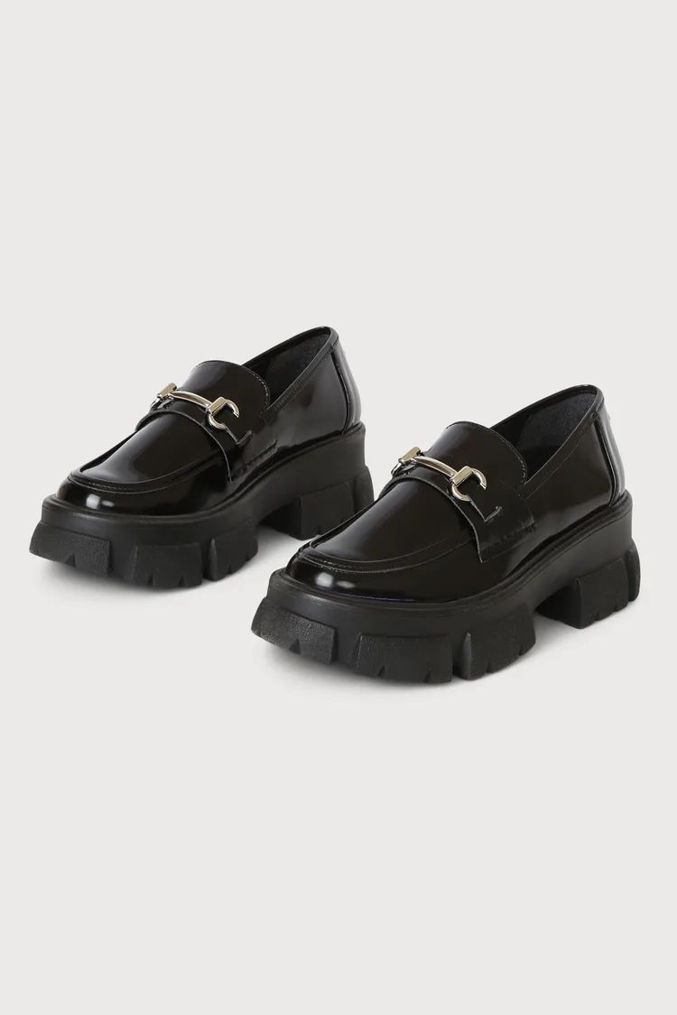 Trifecta Black Chain Platform Loafers | Lulus (US)