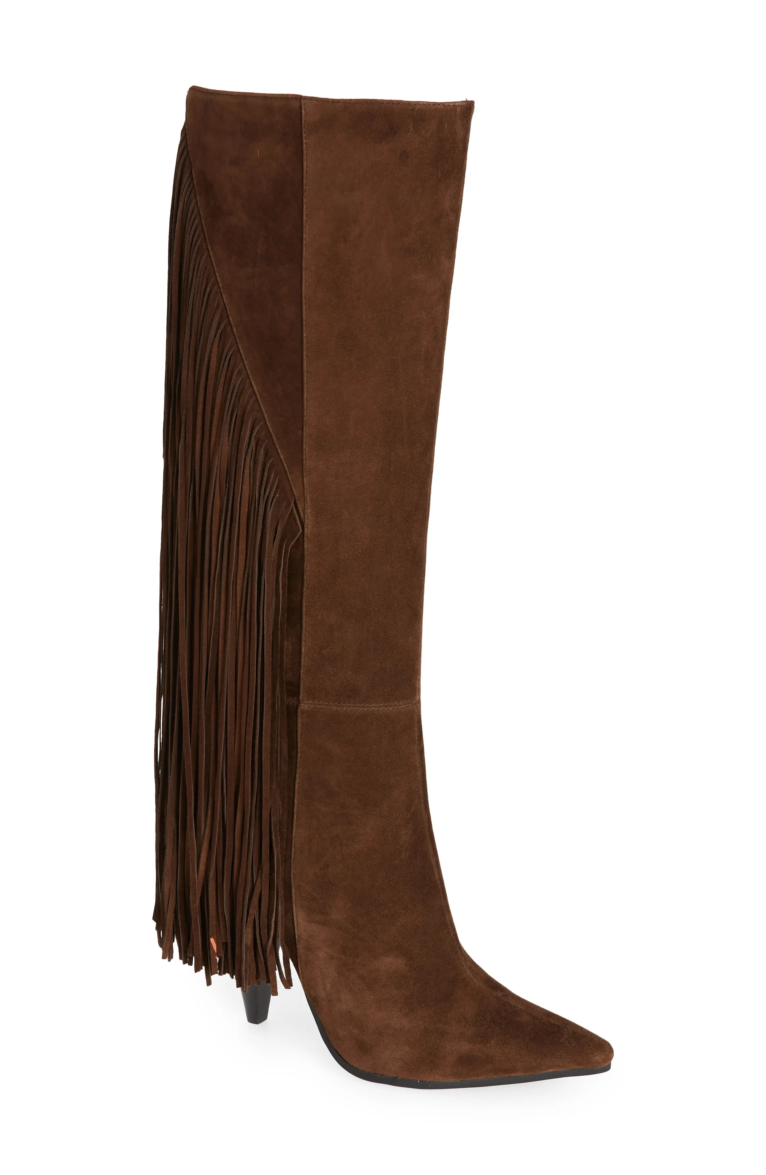 Jeffrey Campbell Galloping Knee High Fringe Boot in Brown Suede at Nordstrom, Size 9.5 | Nordstrom