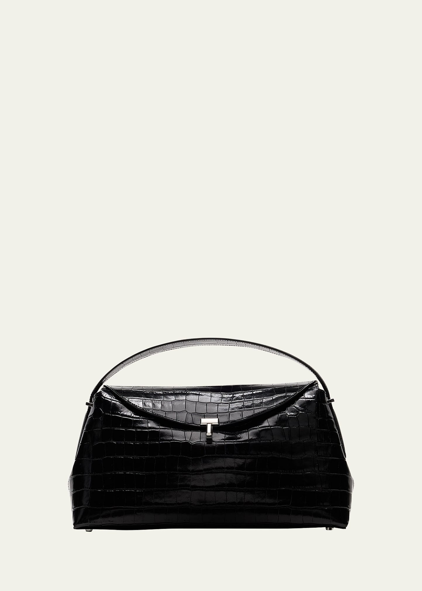 Toteme T-Lock Croc-Embossed Top-Handle Bag | Bergdorf Goodman